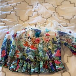 Girls floral chiffon blouse